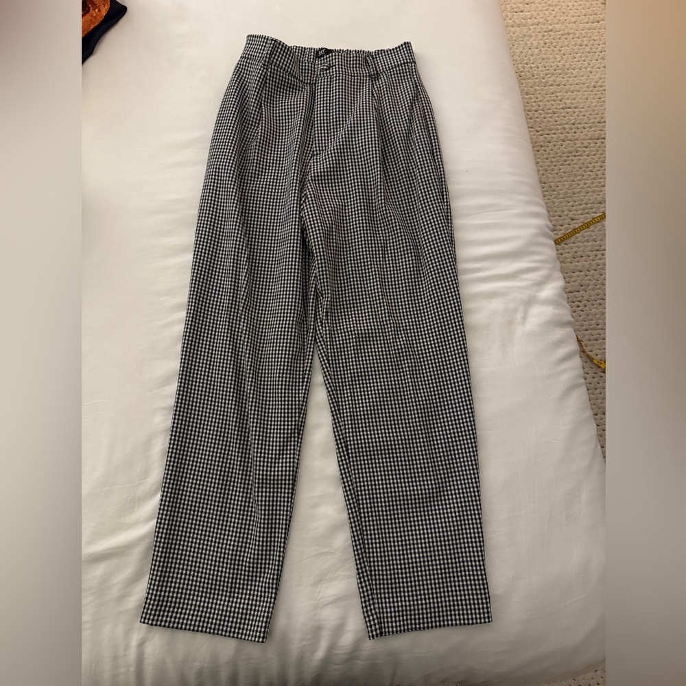 Zara Gingham Elastic Waist Trousers